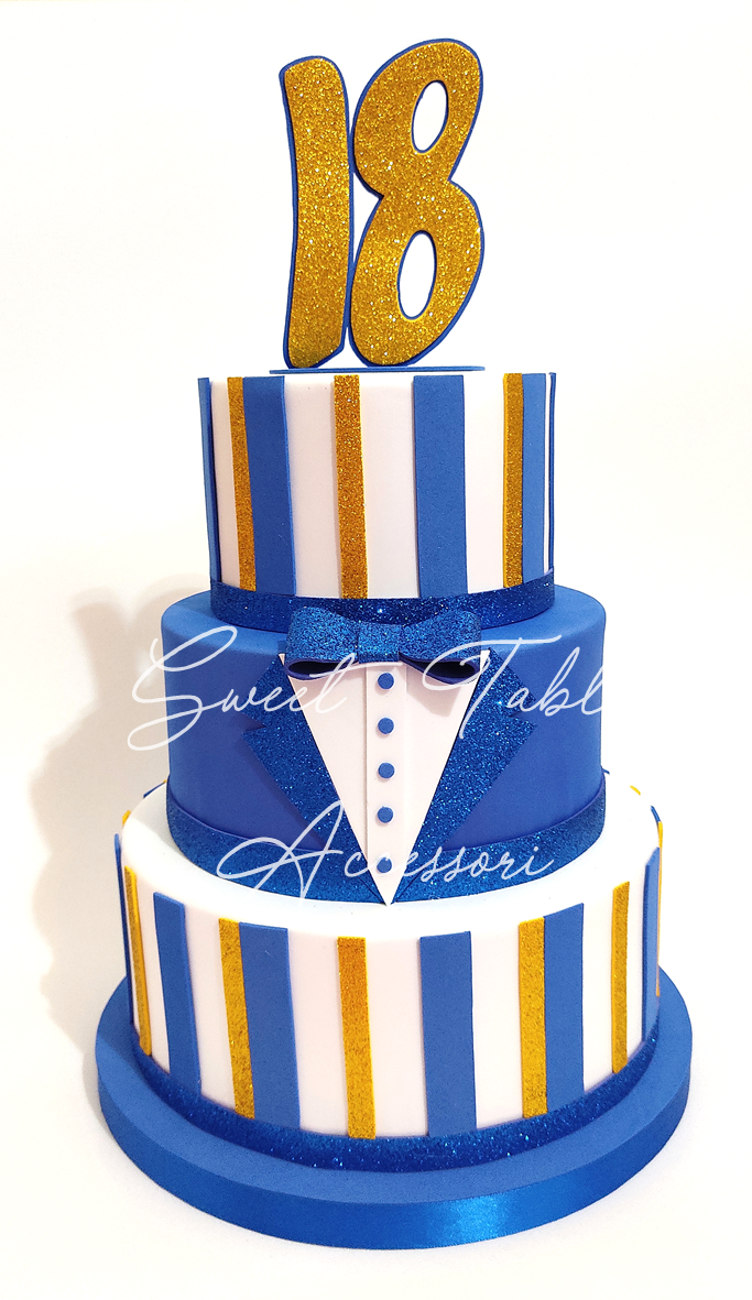 Torta 18° Compleanno Smoking 3 piani con papillon