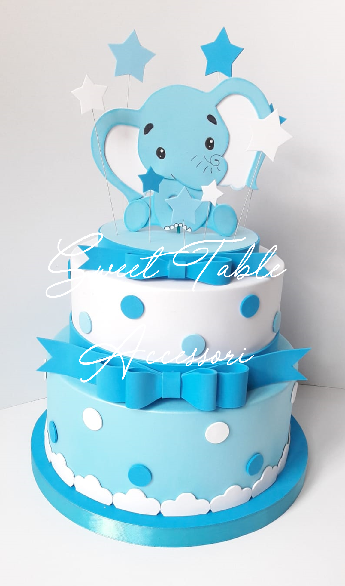 Torta Battesimo Elefantino pois e stelline