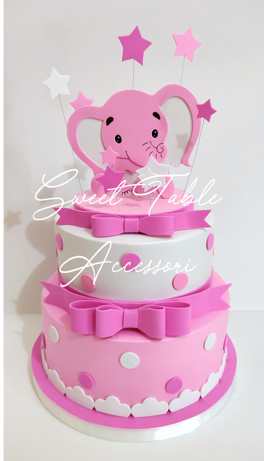 Torta Battesimo Elefantino pois e stelline