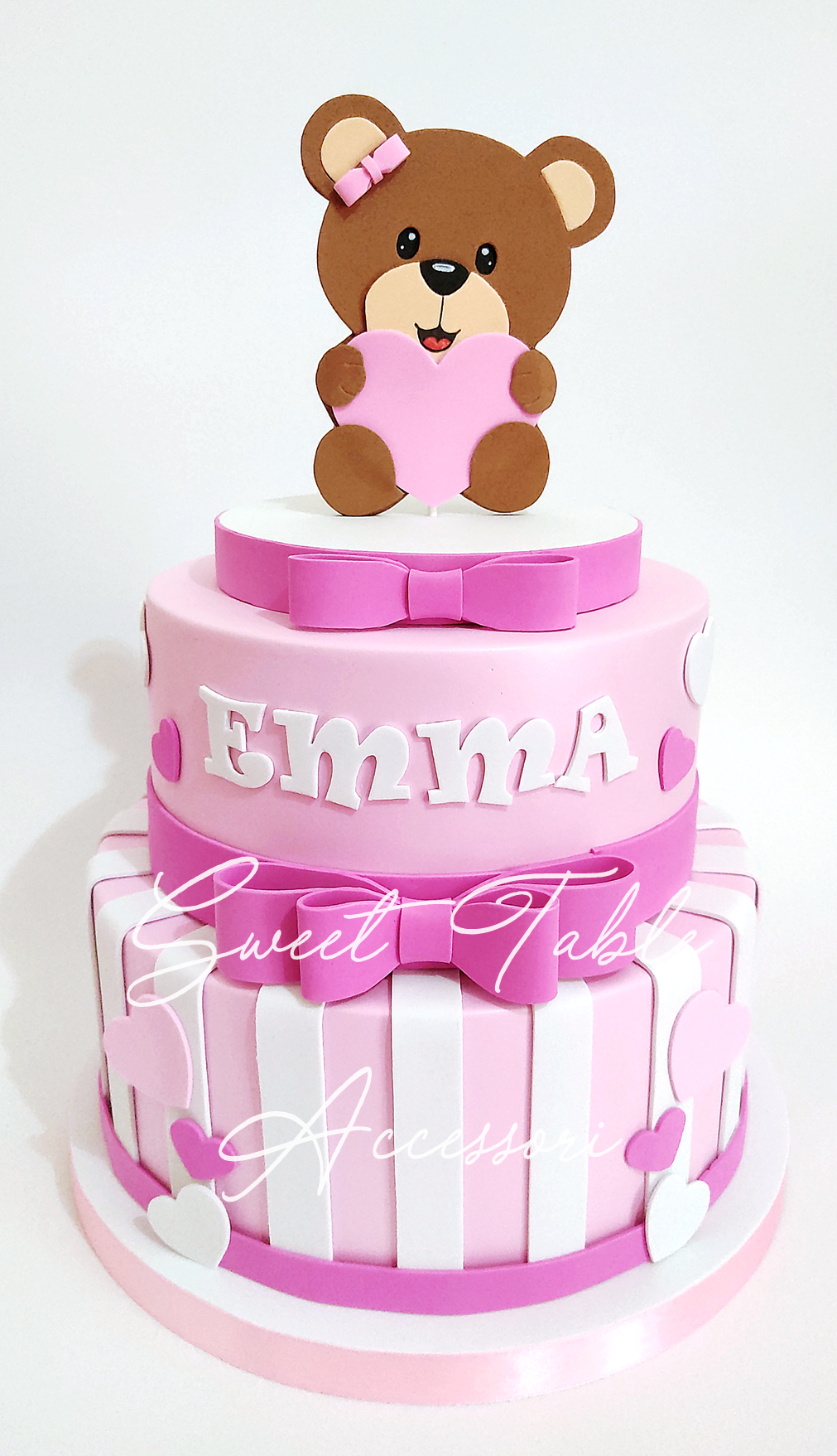 Torta Battesimo Orsetto e cuori