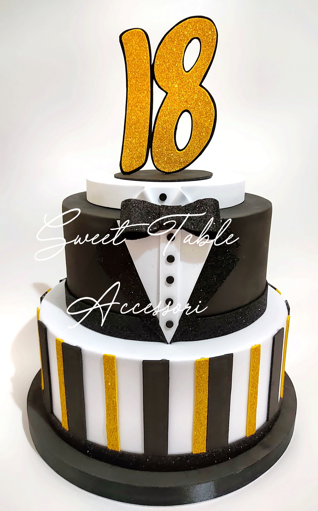 Torta 18° Compleanno Smoking 2 piani con papillon