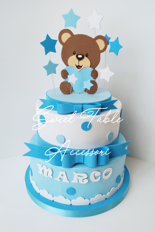 Torta Battesimo Orsetto pois e stelline