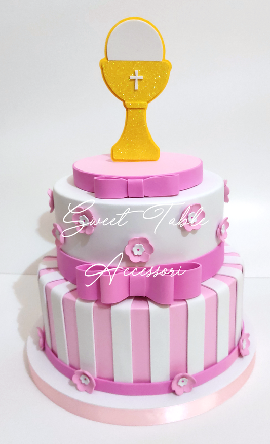 Torta scenografica Prima Comunione fiori 2 piani