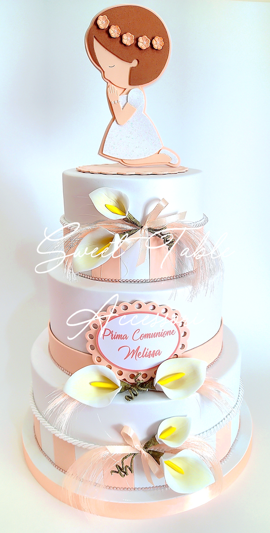 Torta scenografica Prima Comunione tralcio calle 3 piani