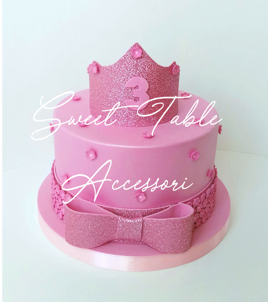 Torta Scenografica 1 piano corona principessa e fiori