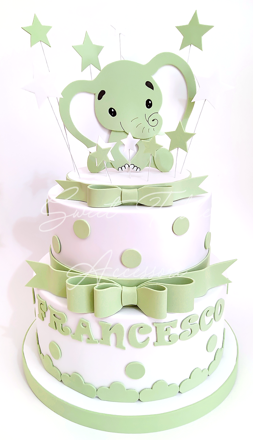 Torta Battesimo Elefantino pois e stelline