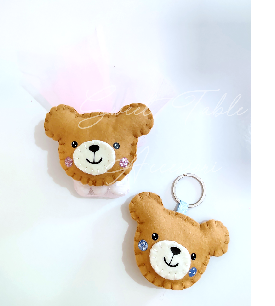 Bomboniera portachiavi o calamita in pannolenci Battesimo nascita