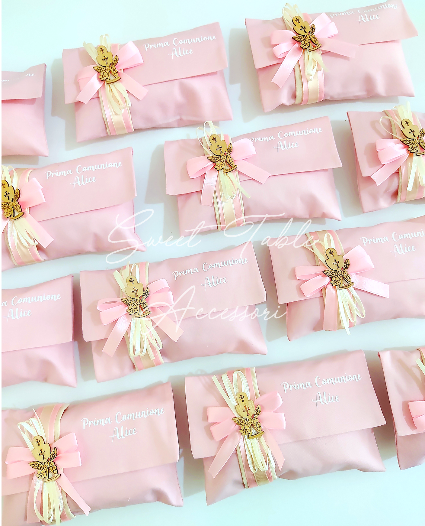 Pochette Prima Comunione con decorazione legno