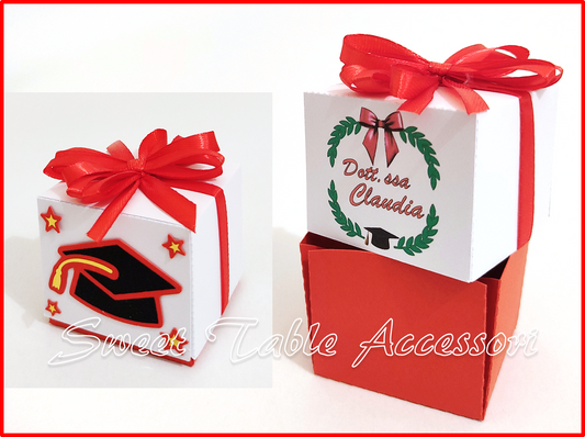 Scatolina cubo personalizzata con scritta in vinile