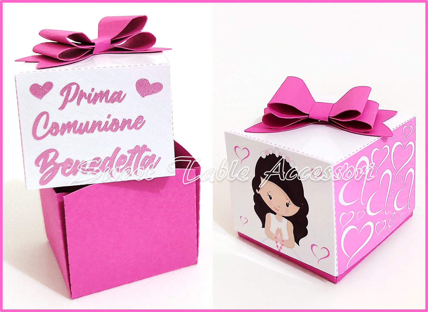 Scatolina cubo personalizzata con scritta in vinile