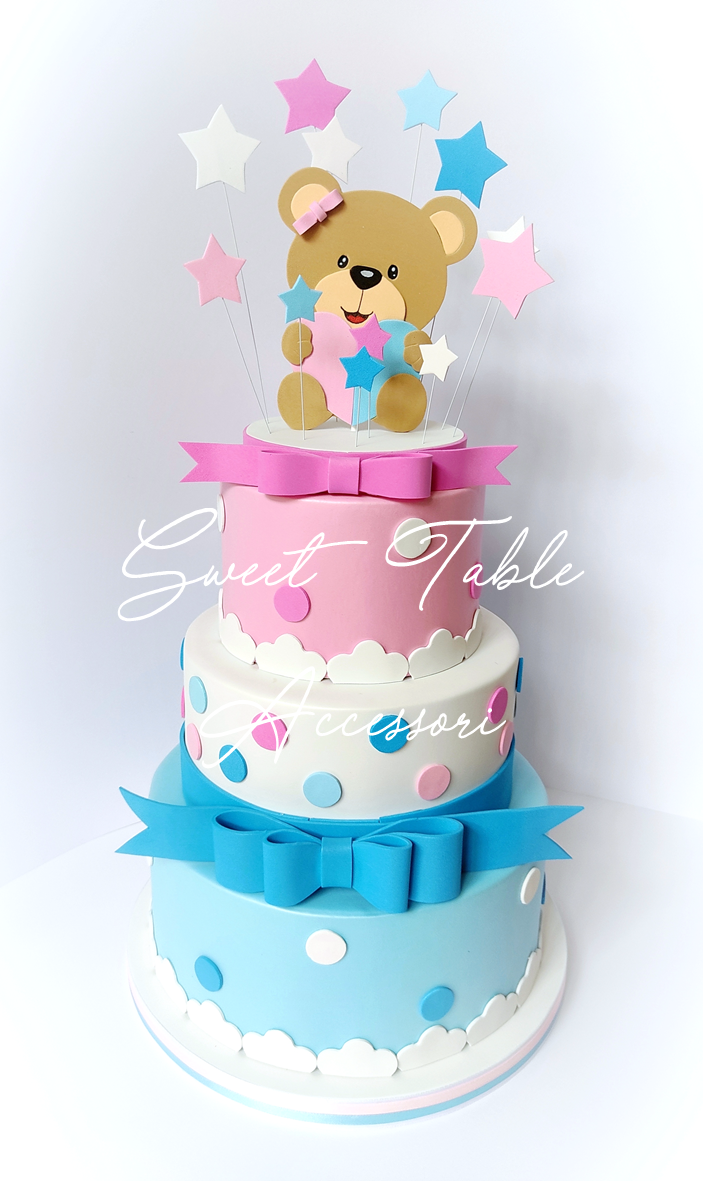 Torta Nascita o Gender Reveal Orsetto 3 piani