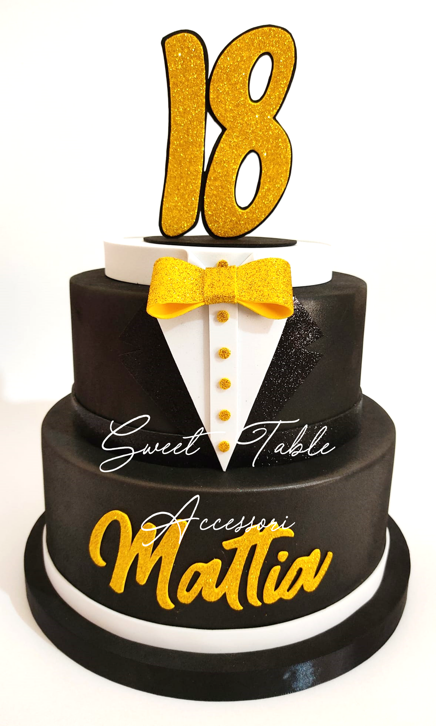 Torta 18° Compleanno Smoking 2 piani con papillon
