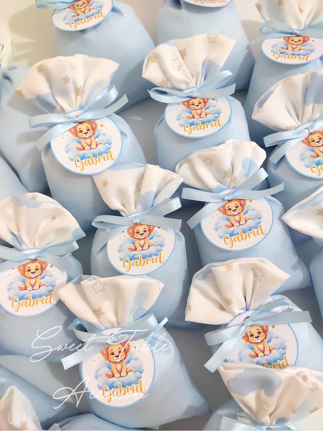 Sacchettino artigianale doppio tessuto con tag immagine e nome