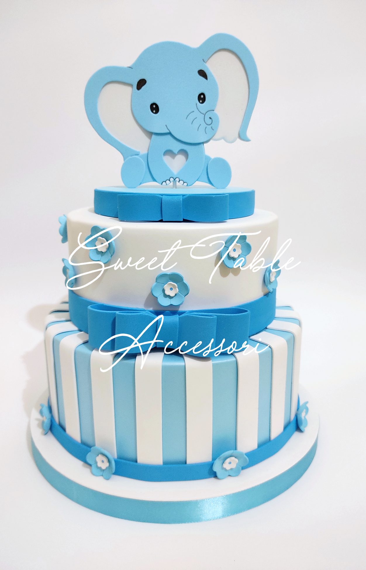 Torta Battesimo Elefantino e fiorellini