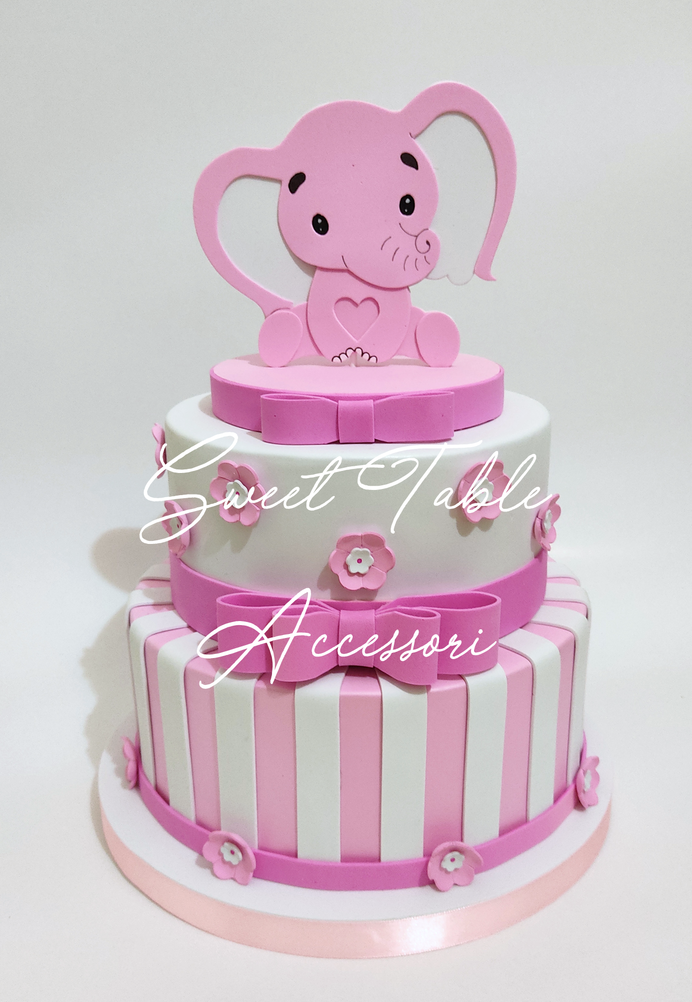 Torta Battesimo Elefantino e fiorellini