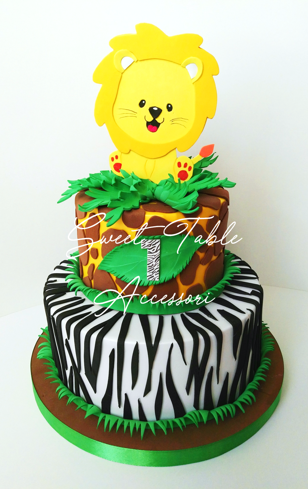 Torta Scenografica 2 piani giungla leone
