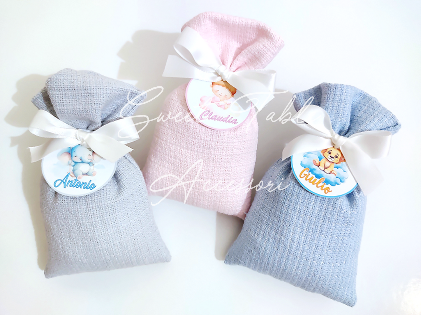 Sacchettino artigianale con tag immagine e nome