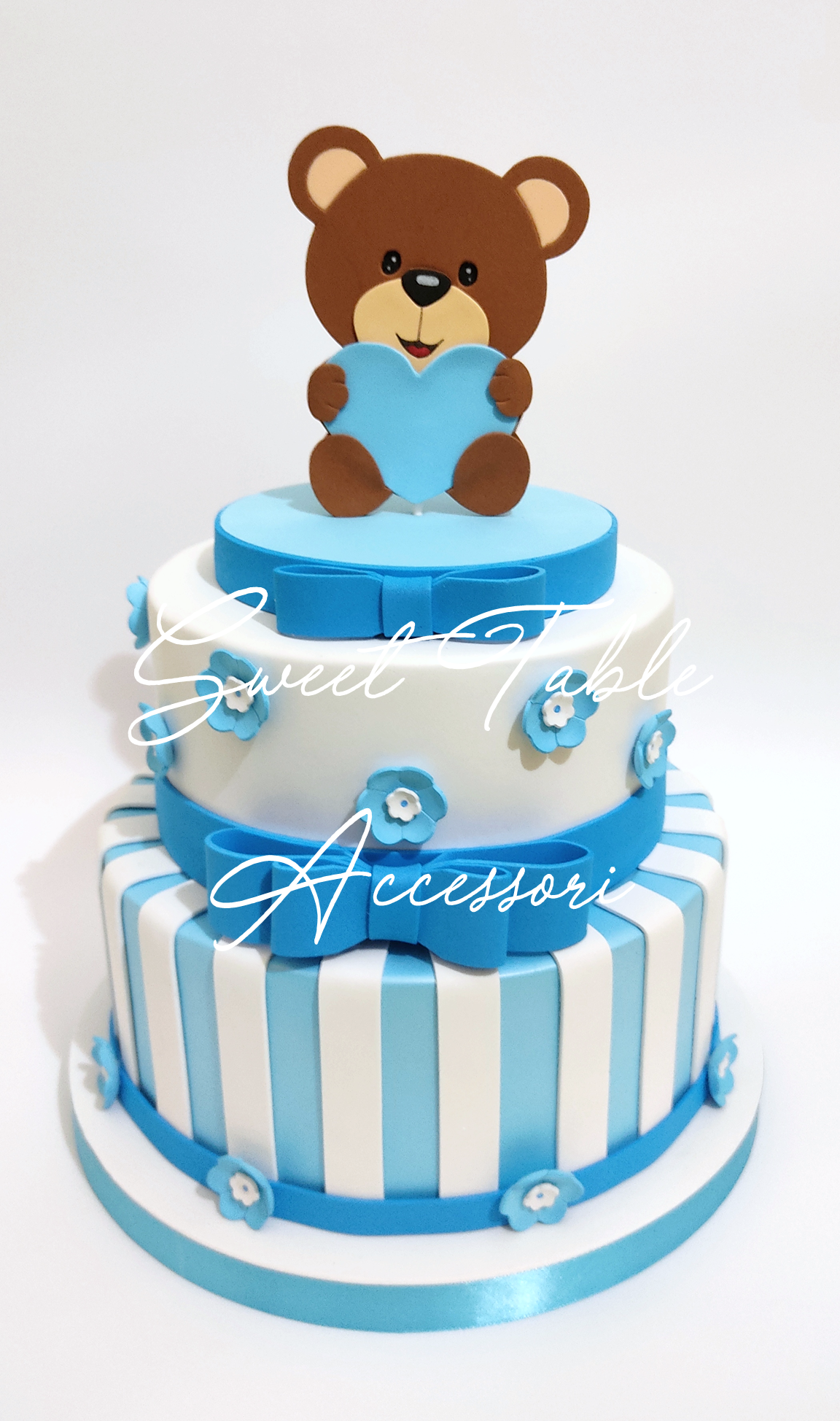 Torta Battesimo Orsetto e fiorellini
