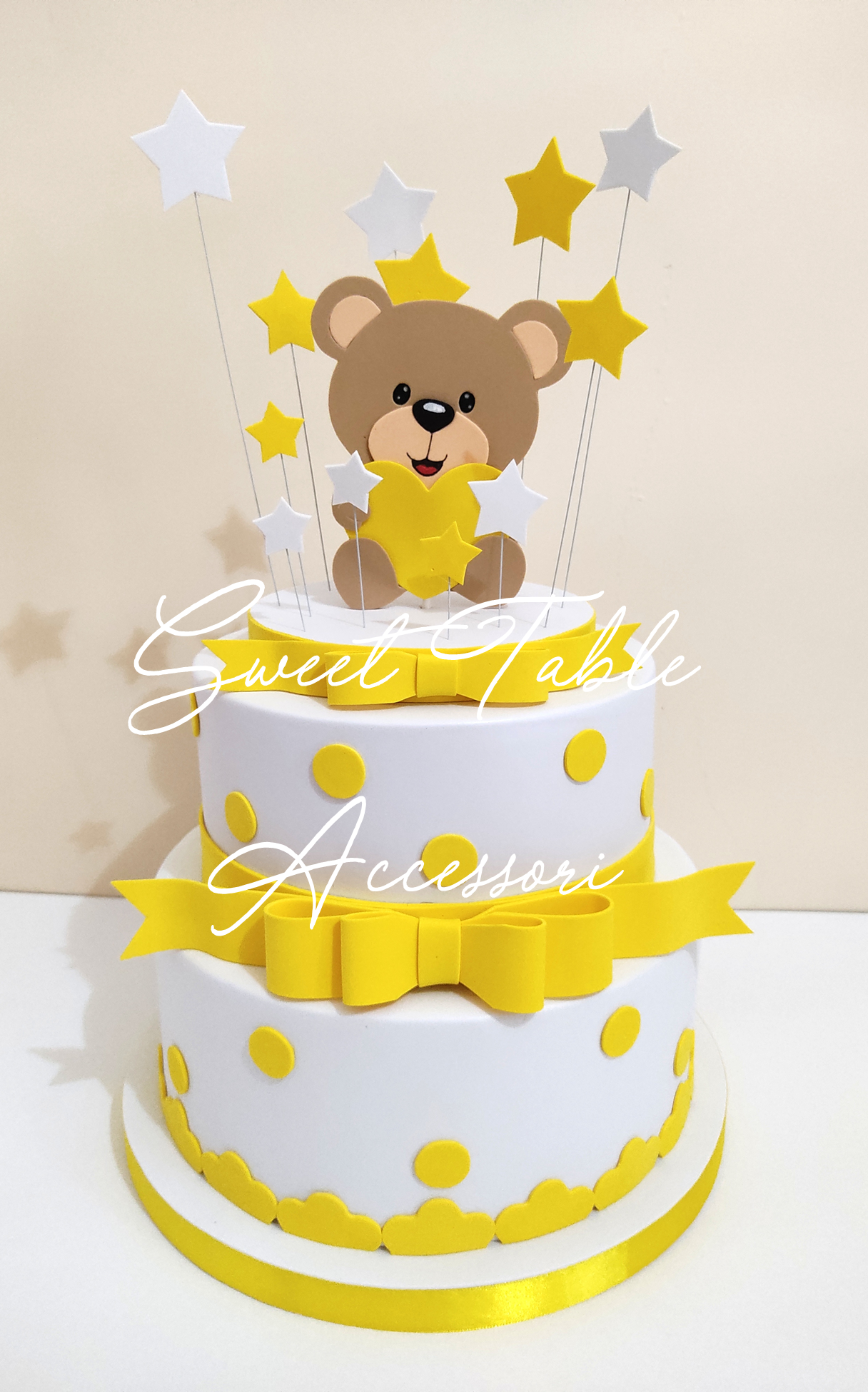 Torta Battesimo Orsetto pois e stelline