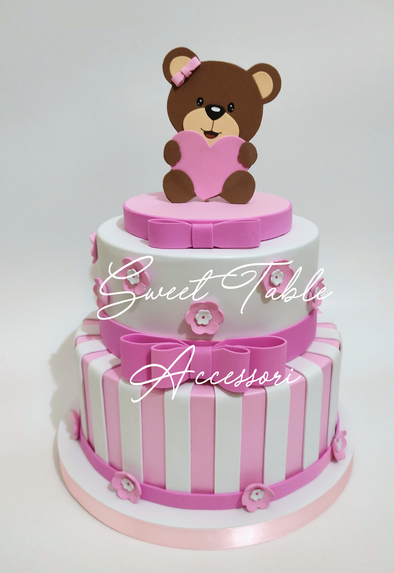 Torta Battesimo Orsetto e fiorellini