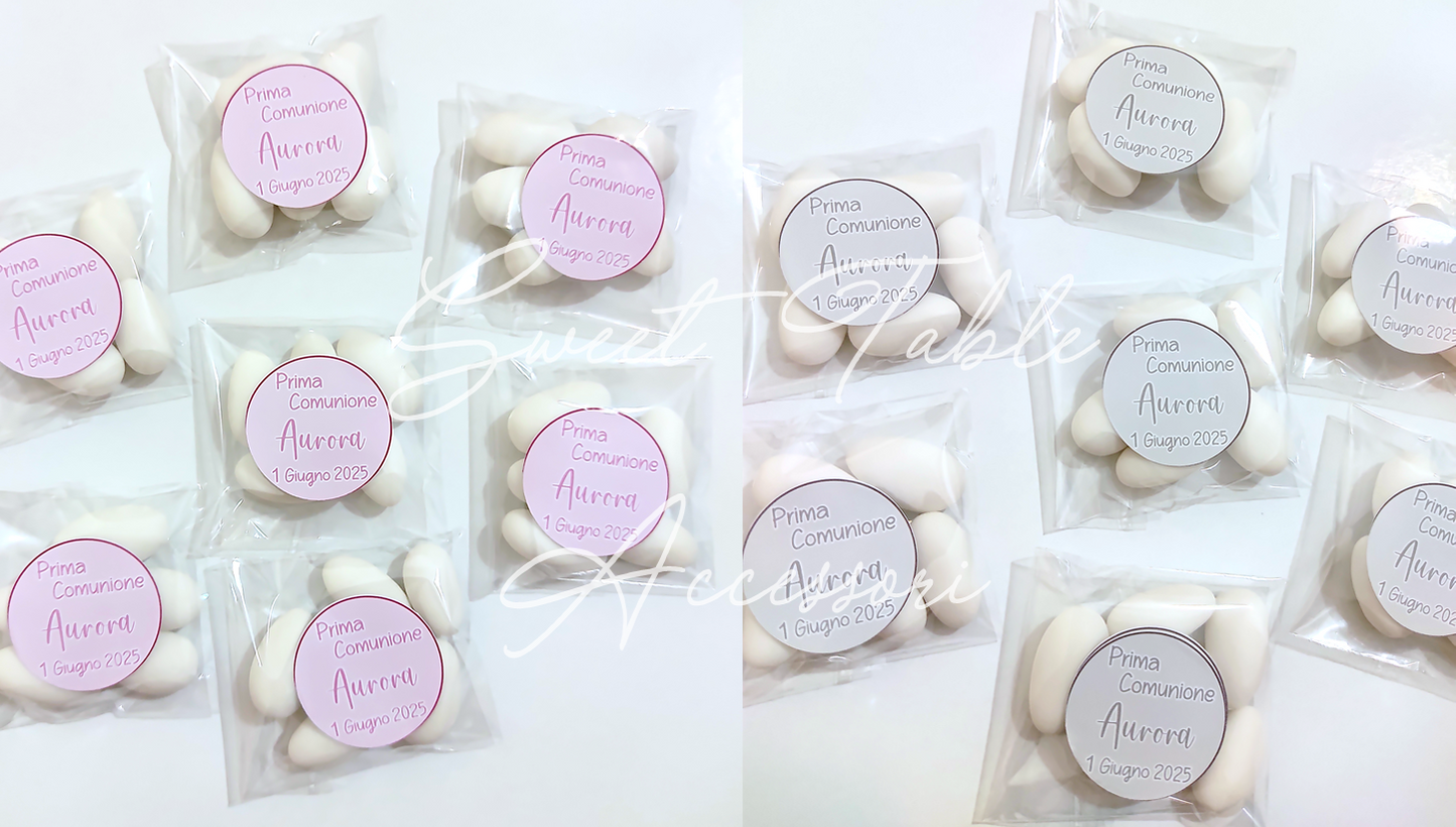 Sacchettino artigianale doppio tessuto con tag immagine e nome