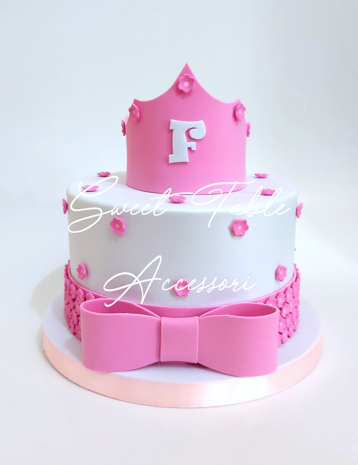 Torta Scenografica 1 piano corona principessa e fiori