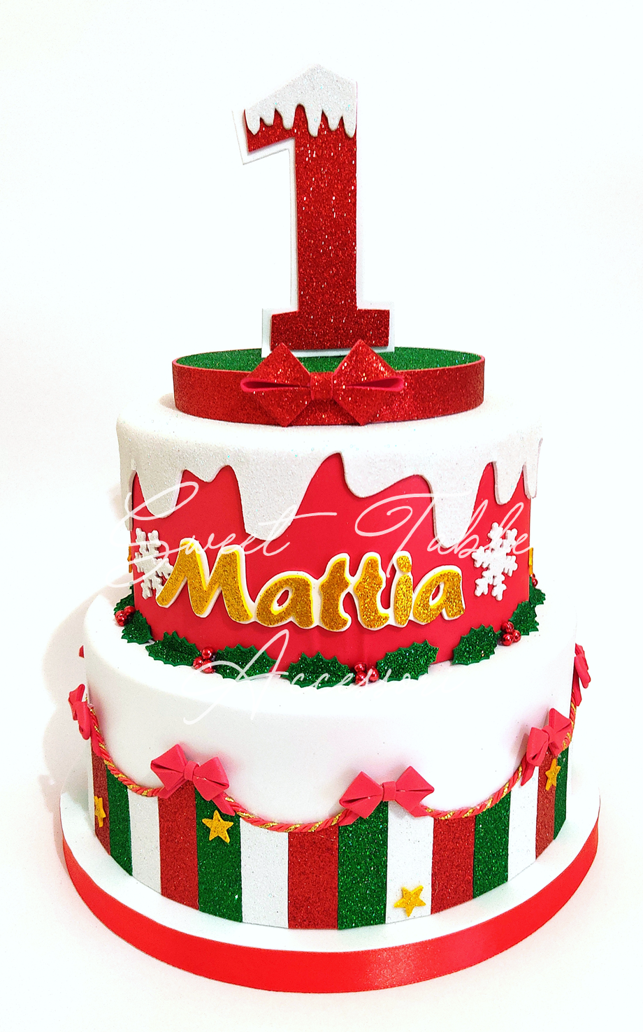 Torta Scenografica 2 piani natale fiocchi di neve