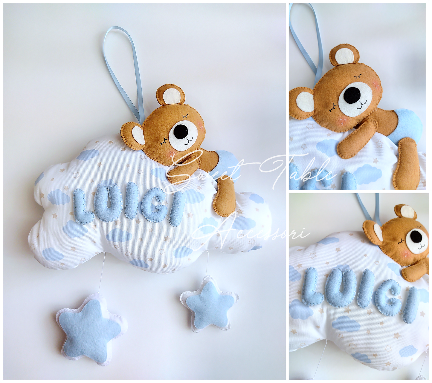 Fiocco nascita orsetto su nuvola