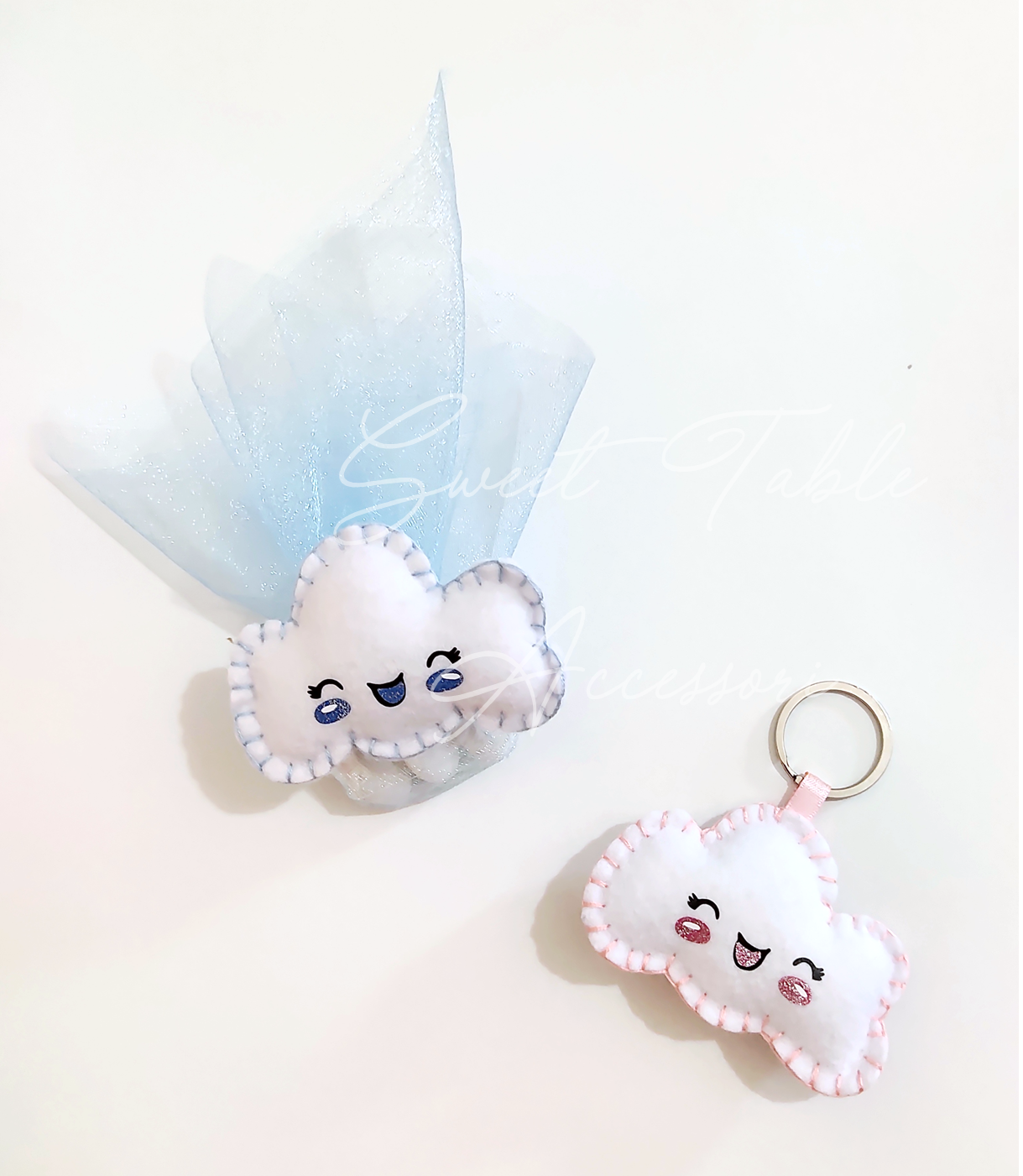 Bomboniera portachiavi o calamita in pannolenci Battesimo nascita