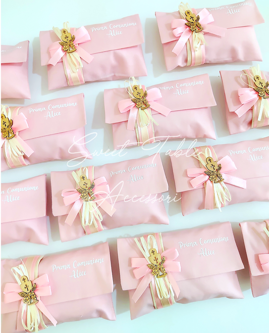 Pochette Prima Comunione con decorazione legno