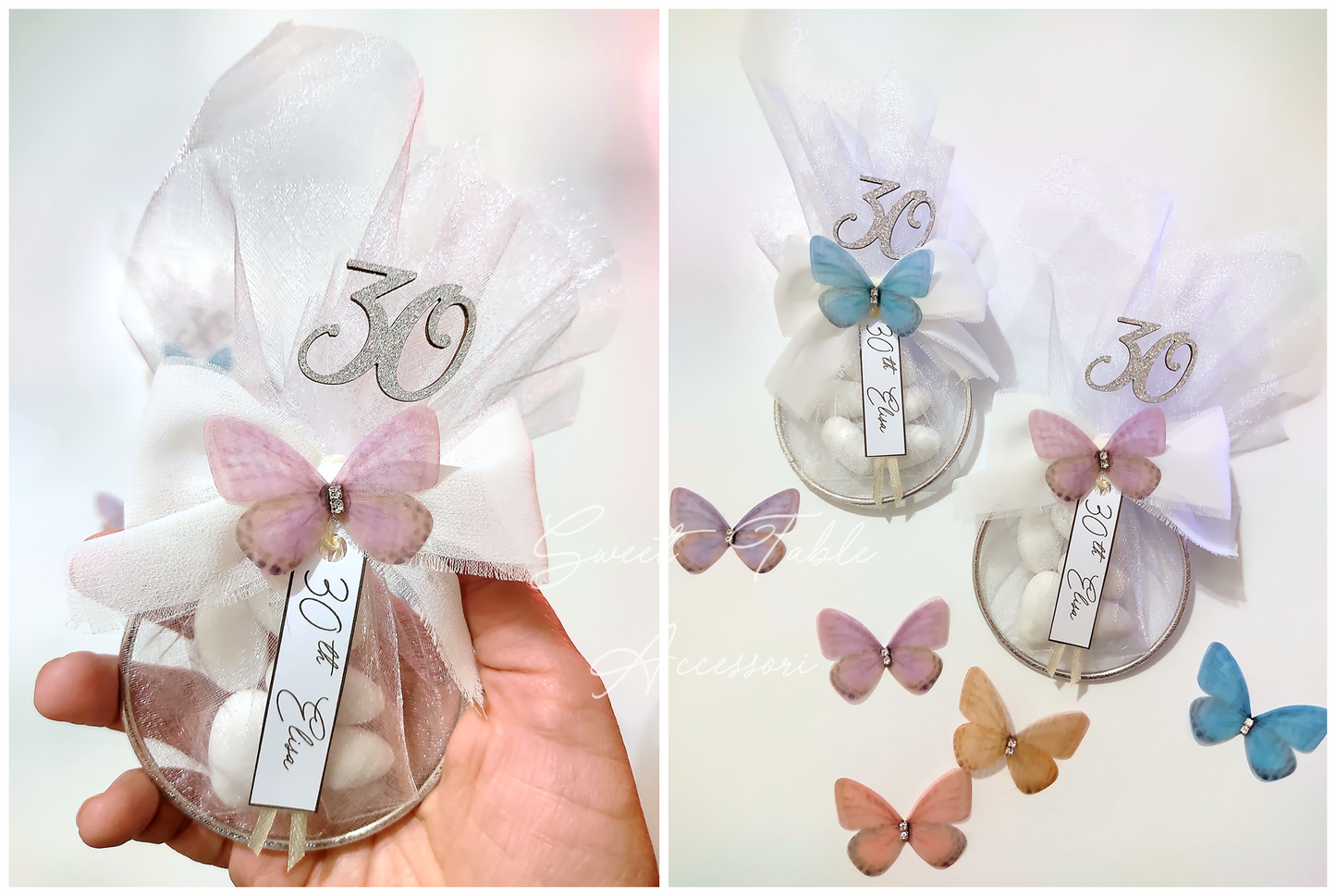 Bomboniera anello porta confetti con farfalle