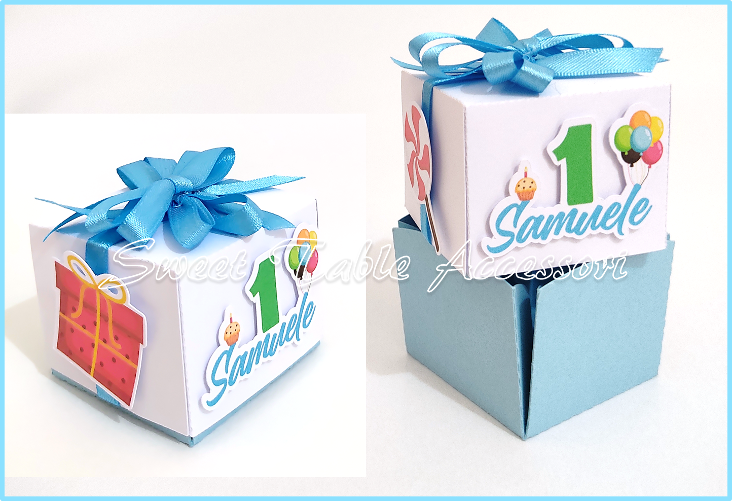 Scatolina cubo personalizzata con scritta in vinile