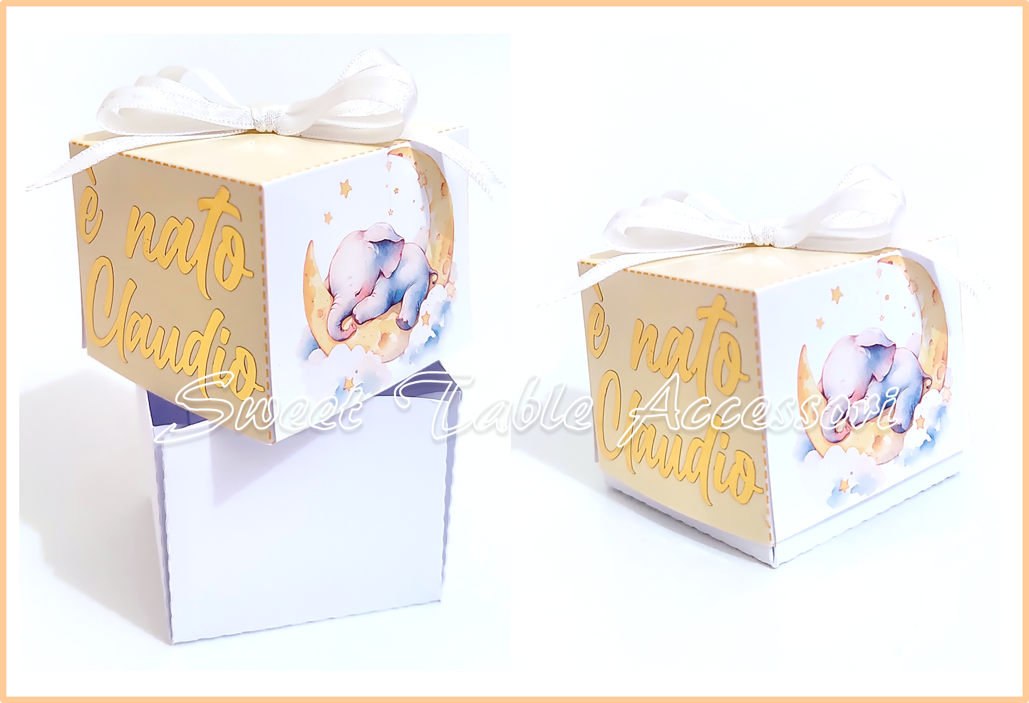 Scatolina cubo personalizzata con scritta in vinile