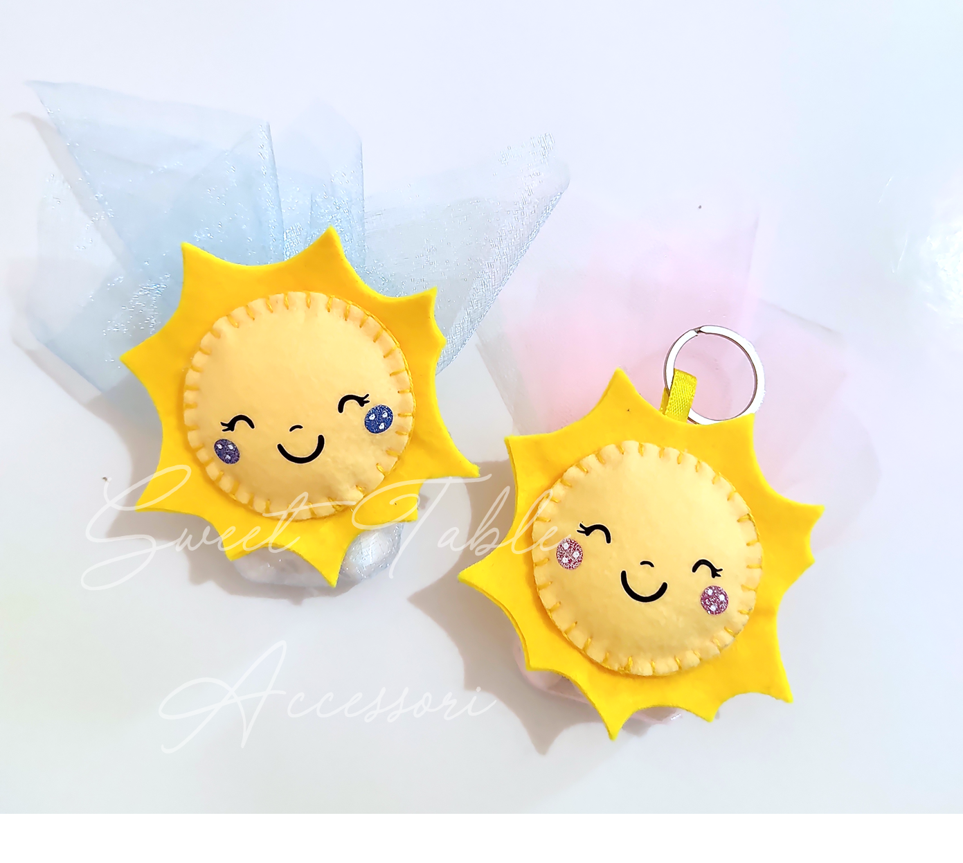 Bomboniera portachiavi o calamita in pannolenci Battesimo nascita