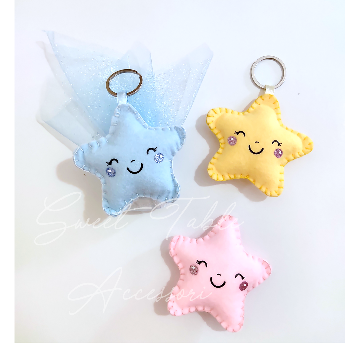 Bomboniera portachiavi o calamita in pannolenci Battesimo nascita