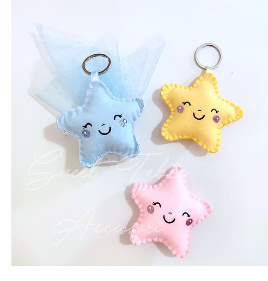 Bomboniera portachiavi o calamita in pannolenci Battesimo nascita